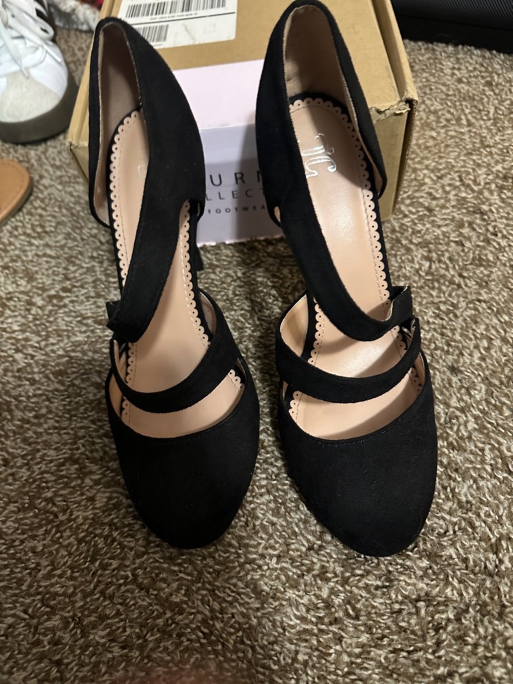Women’s Black Strappy Suede Heels
